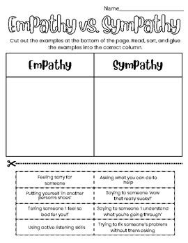 sympathy vs empathy worksheet.
